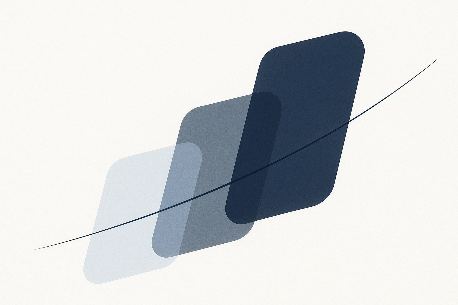 Abstract layered geometric composition in navy and light blue evoking speed and proof