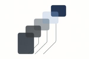 Abstract layered geometric composition in navy and light blue evoking accumulated knowledge
