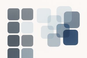 Abstract layered geometric composition in navy and light blue evoking transformation