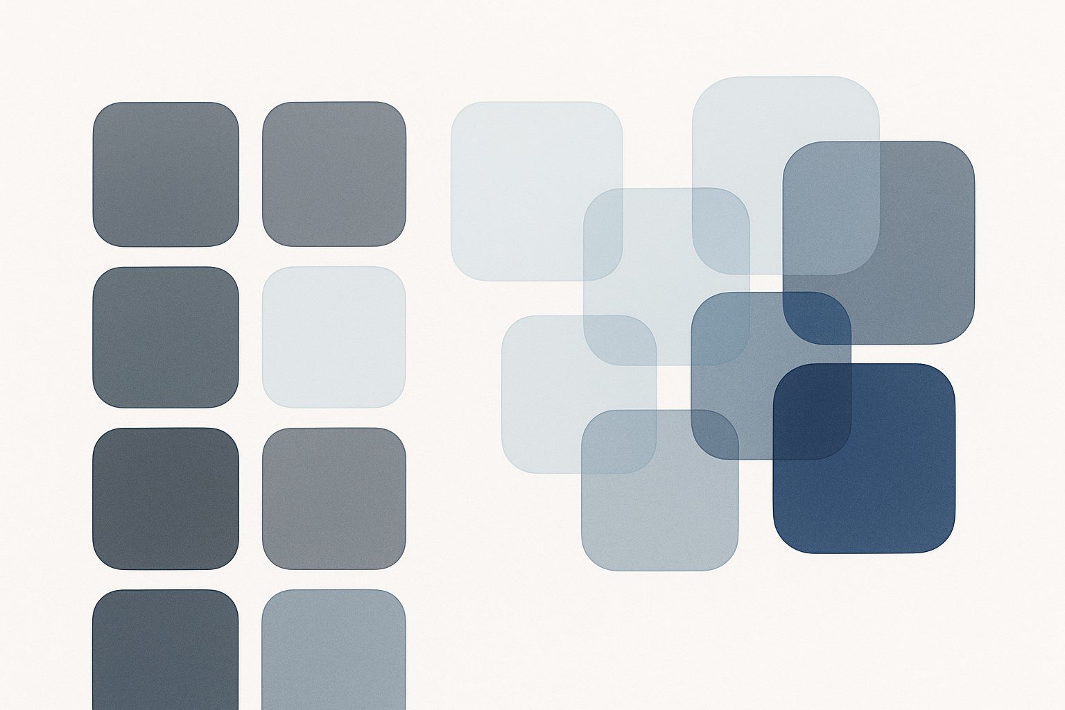 Abstract layered geometric composition in navy and light blue evoking transformation