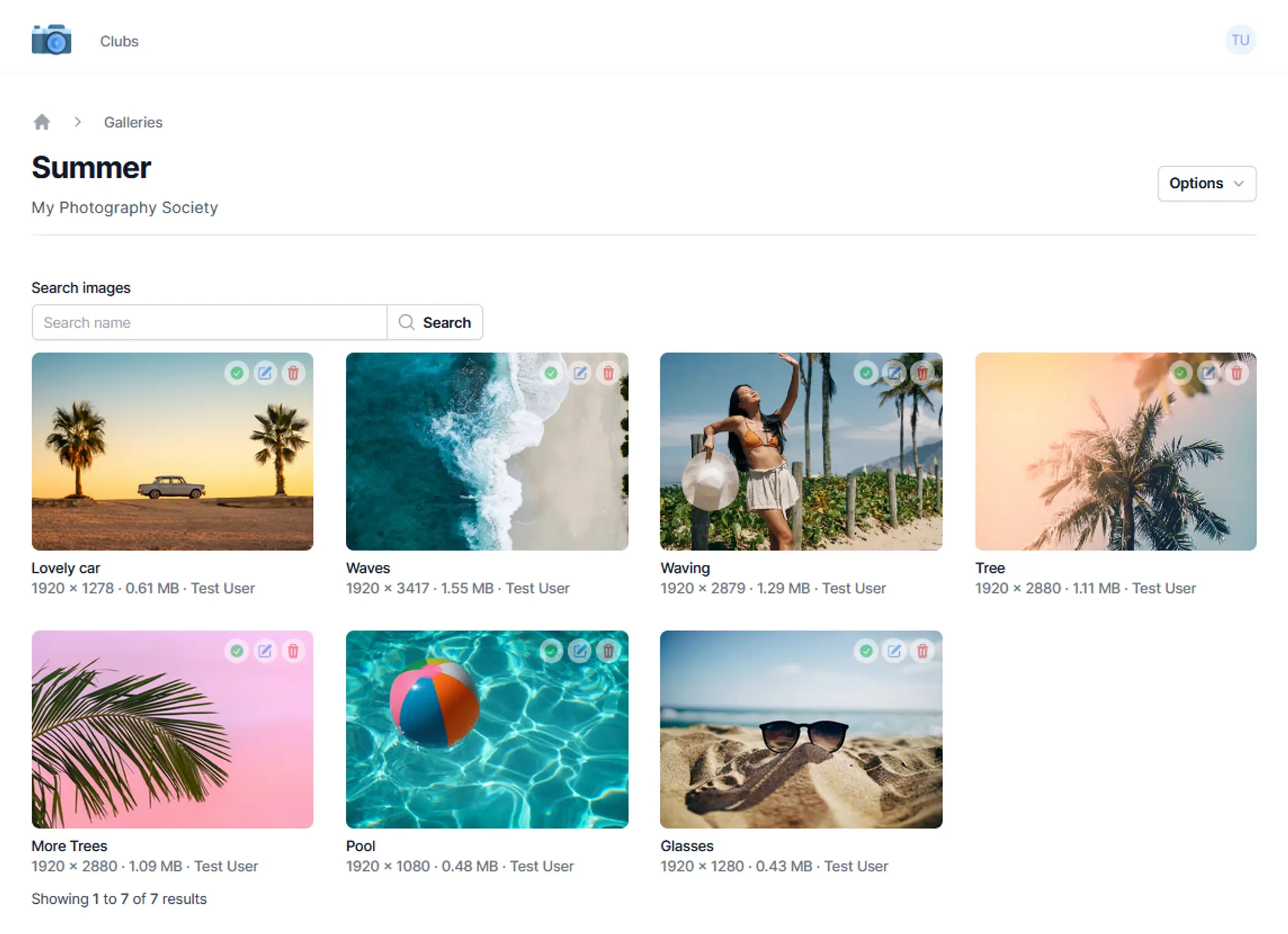 Preview of a member photography gallery on CameraClub.Online