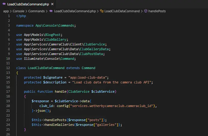 Diagram of the custom web development connecting the site to the CameraClub.Online API