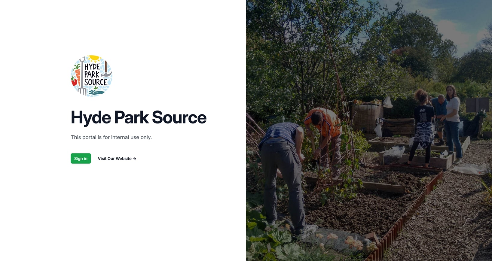 Screenshot of the volunteer registration and group administration system built for Hyde Park Source